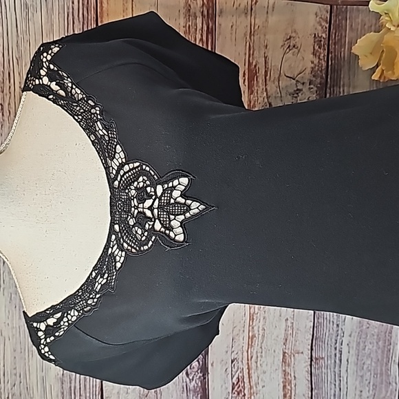 NEW LAUREN RALPH LAUREN BLACK CROCHET SHORT SLEEVE PULLOVER KNIT TOP - Picture 2 of 16